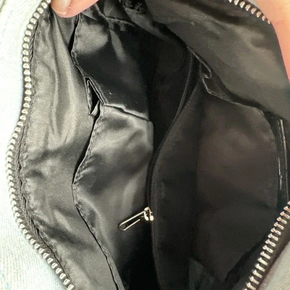 SafeTEE Bag Light Blue Quilted Puffer Crossbody Bag Safety Pin Denim Y2K Skater - Picture 7 of 7